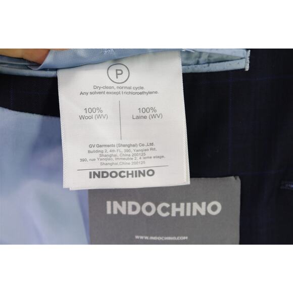 Indochino Custom Blazer Navy Blue Windowpane 2-Btn Wool Jacket 38S - Picture 10 of 10